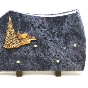 Pompes Funèbres Grosso : Plaque granit maison sapin MB 2