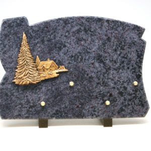 Pompes Funèbre Grosso : Plaque granit maison sapin MB 3