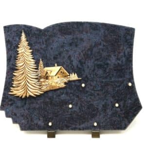 Pompes Funèbres Grosso : Plaque granit maison sapin MB