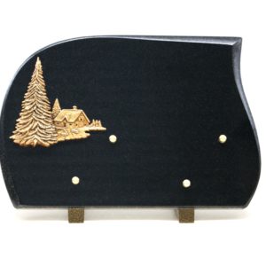 Pompes funèbres grosso : Plaque granit maison sapin noir 1