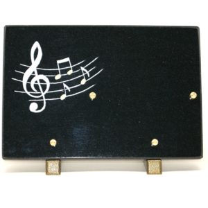 Pompes Funèbres Grosso : Plaque granit musique noir