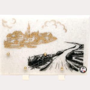 Pompes Funèbres Grosso : Plaque granit neige village 30X20 cm