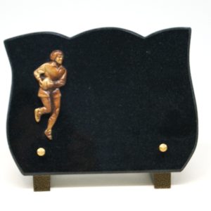 Pompes Funèbres grosso : Plaque granit noir rugbyman