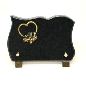 Pompes Funèbres Grosso : Plaque granit rose coeur noir