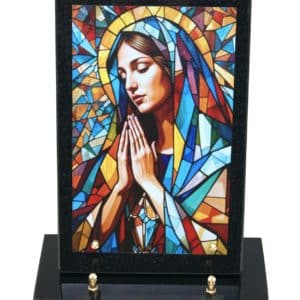 Pompes Funèbres Grosso : Plaque granit vitraux vierge 25X30 cm