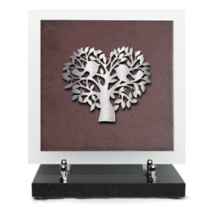 Pompes Funèbres Grosso :Plaque grès cérame 24X24CM motif Inox arbre