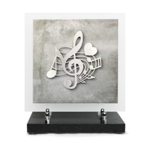 Pompes Funèbres Grosso : Plaque grès cérame 24X24CM motif Inox musique