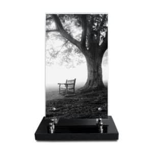 Pompes Funèbres Grosso : Plaque imprimée 18X30 Banc N&B