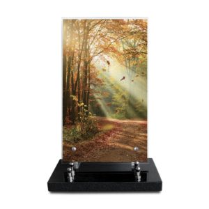 Pompes funèbres Grosso : Plaque imprimée 18X30 Forêt lumière