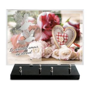 Pompes Funèbres Grosso : Plaque imprimée 25X35 motif inox duo colombes