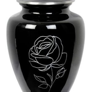 Pompes Funèbres Grosso : Urne alu noire rose Ø19x25.5 4l