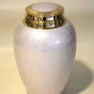 Pompes Funèbres Grosso : Urne blanc nacré 18X27cm