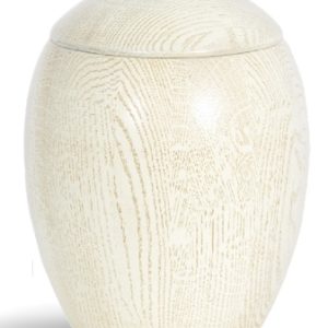 Pompes Funèbres Grosso : Urne blanche bois frene Ø19x26cm