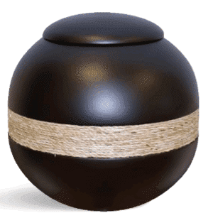 Pompes Funèbres Grosso : Urne noire bois manguier Ø24x24 3l