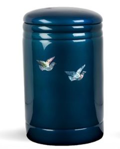 Pompes funèbres Grosso : Urne oiseaux nacrée Ø17x27cm 5l