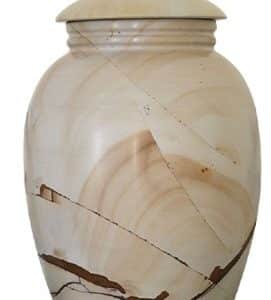 Pompes Funèbres Grosso : Urne onyx marbre pierre beige Ø21x 28.5 3.5l