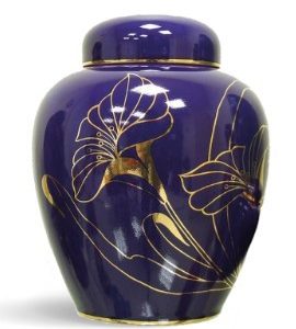 Pompes Funèbres Grosso : Urne porcelaine bleu Ø18x23 3l