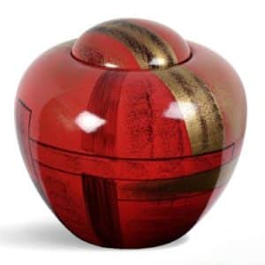 Pompes Funèbres Grosso : Urne porcelaine rouge Ø18X23