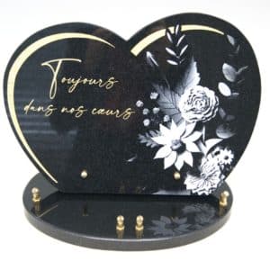 Pompes Funèbres Grosso : Plaque 25X35 bouquet fleurs avec texte