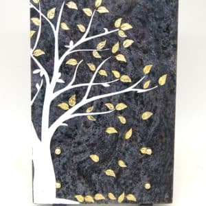 Pompes funèbres Grosso : Plaque arbre or et blanc 20X30