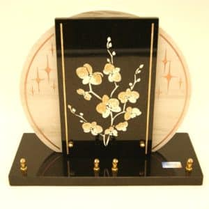 Pompes Funèbres Grosso : Plaque céramique diam 30 avec décor