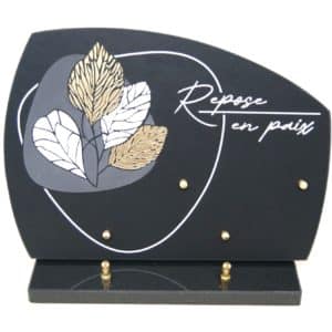 Pompes funèbres Grosso : Plaque gravure couleur 25X35 sur socle avec texte