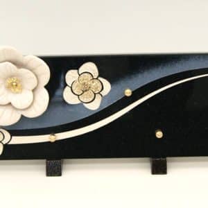 Pompe Funèbres Grosso : Plaque gravure peinte 12.5X35 Magnolia blanc