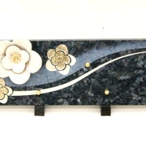 Plaque gravure peinte 12.5X35 Magnolia blanc