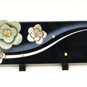 Pompes Funèbres Grosso: Plaque gravure peinte 12.5X35 Magnolia vert