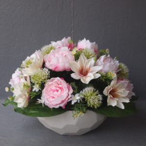 Pompes Funèbres Grosso : Compo Quartz ronde rose clair