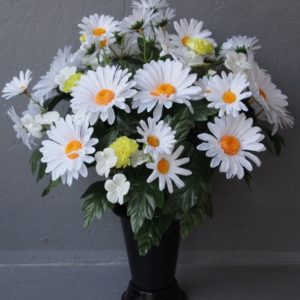 Pompes Funèbres Grosso : Cone marguerites blanc 44cm(hauteur)x33cm(largeur)