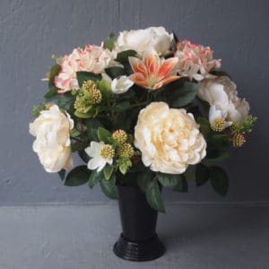 Pompes Funèbres Grosso : Cone romantique saumon 42cm(hauteur)x34cm(largeur) CONROMS