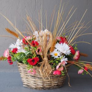 Pompes Funèbres Grosso : Panier champêtre N26 blanc